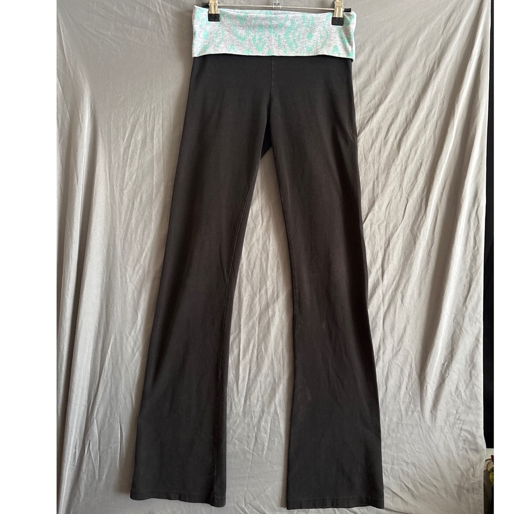 Victoria's Secret Yoga Pants XS Black Y2K Flare Foldover Ikat Waist 32 Inseam